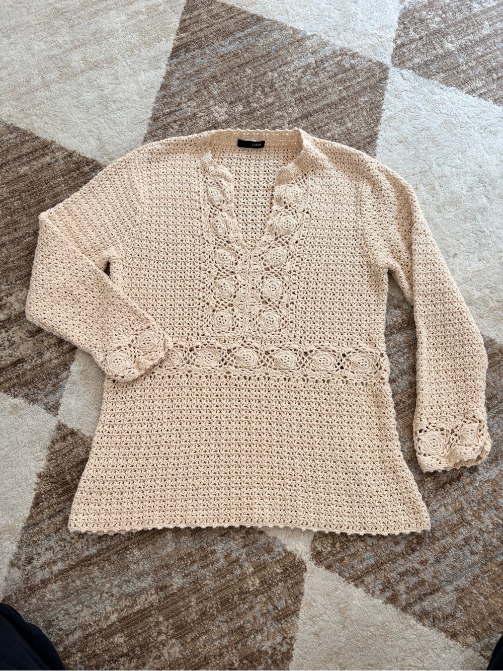 J. Crew Beige Crochet Blouse